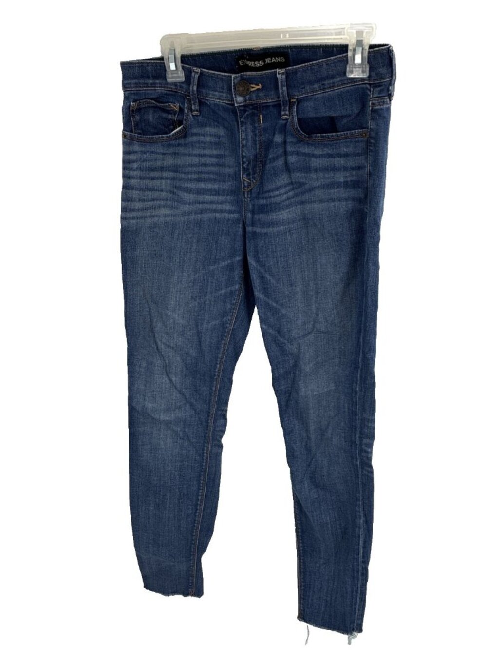 Express Womens Ankle Legging Jeans Mid Rise Stretch Raw Hem Size 6